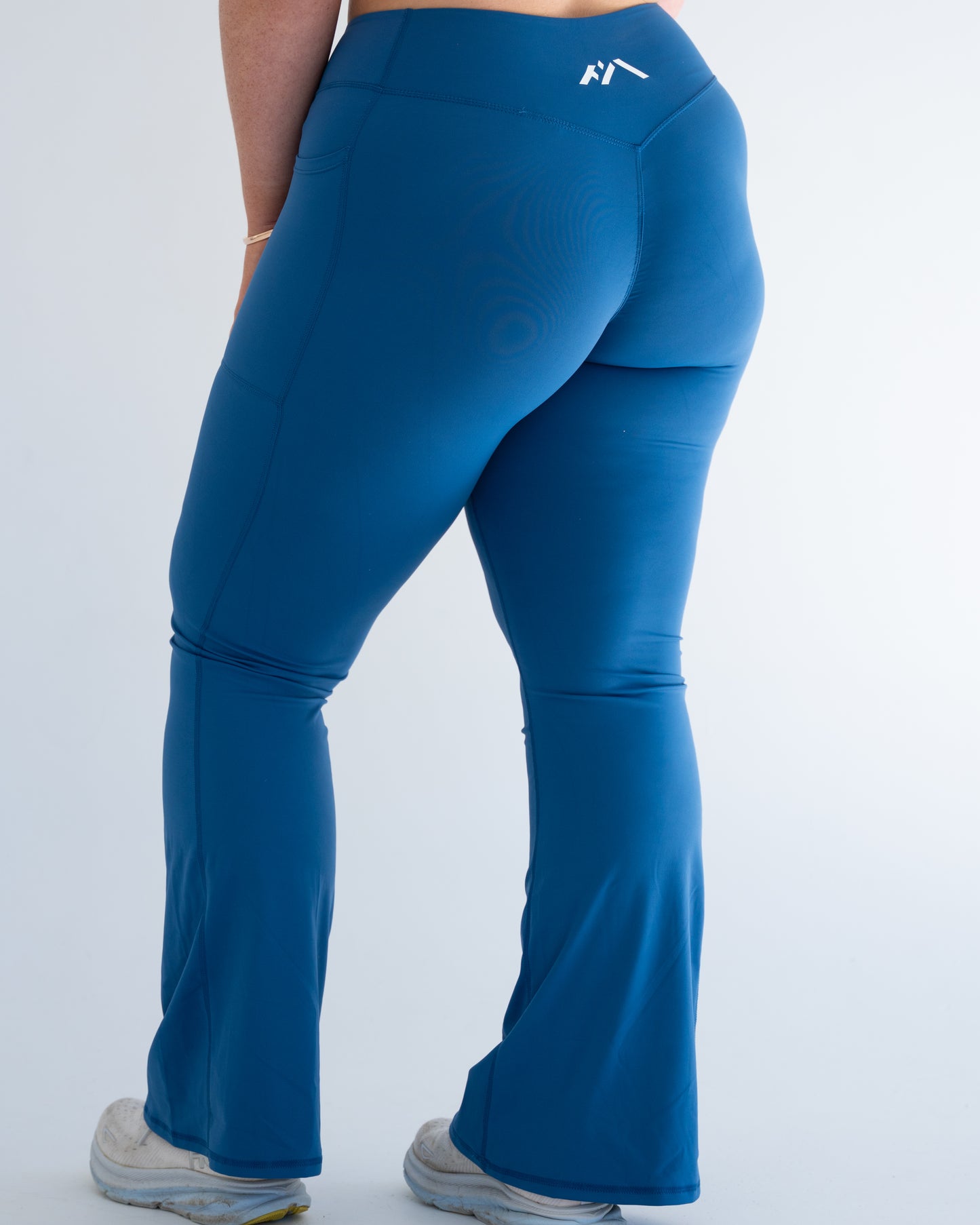 Uzuri Flare Leggings with Pockets - Blue