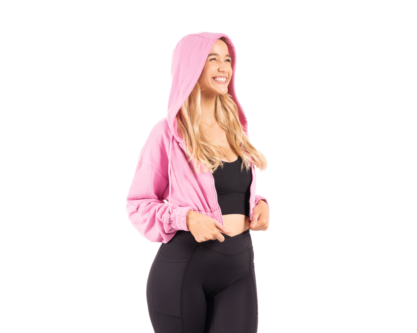 Amani Hooded Crop Jacket - Pink