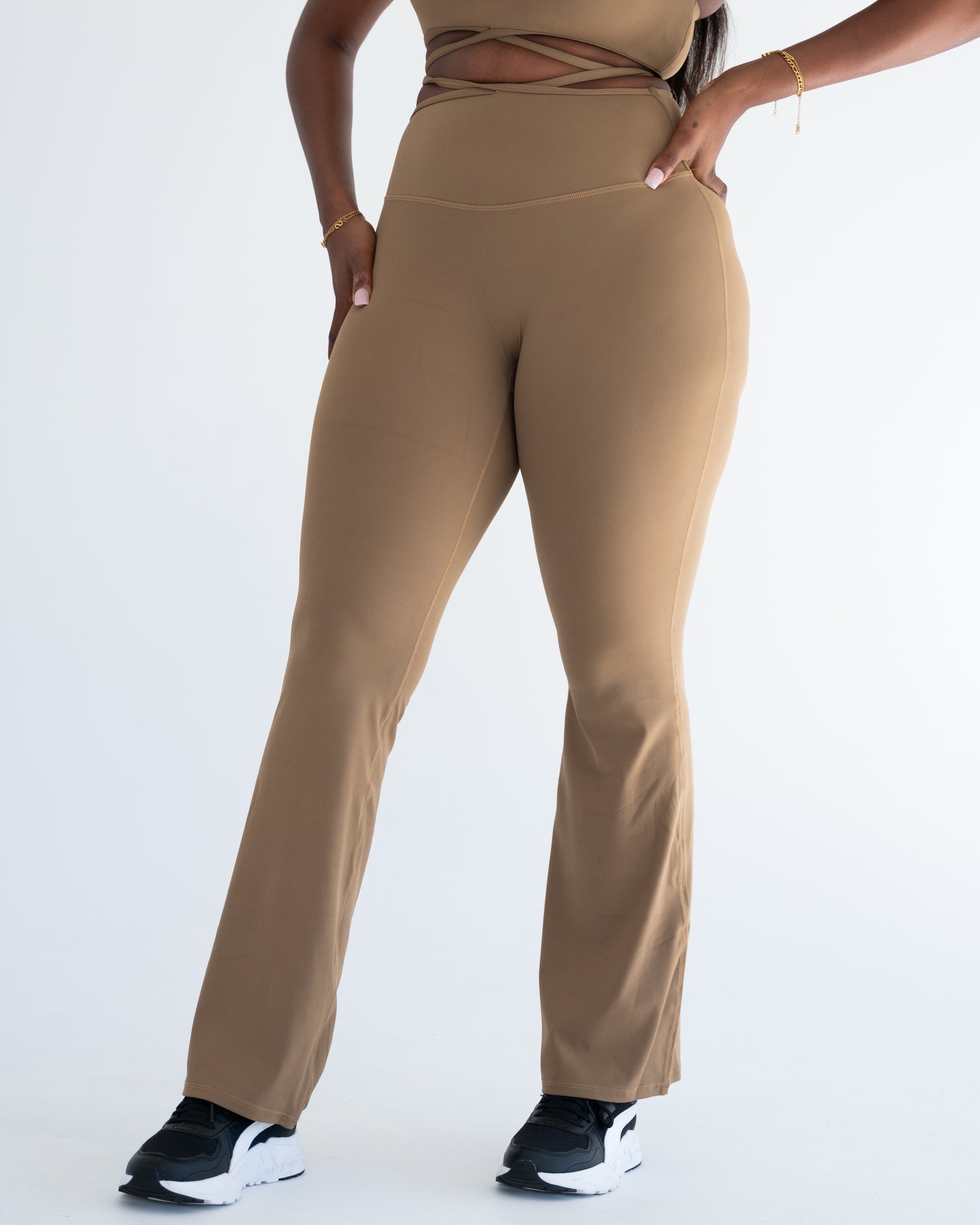 Malaika Flare Leggings - Khaki - FBM Active