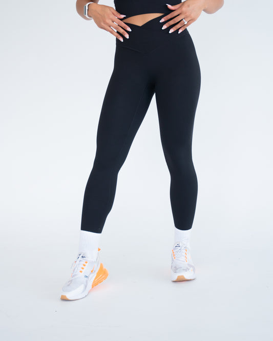 Moyo Front V-Cut Leggings, Black - Front/FBM Active