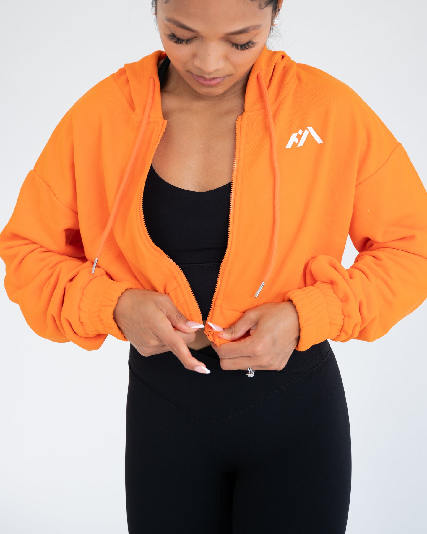 Amani Hooded Crop Jacket - Orange